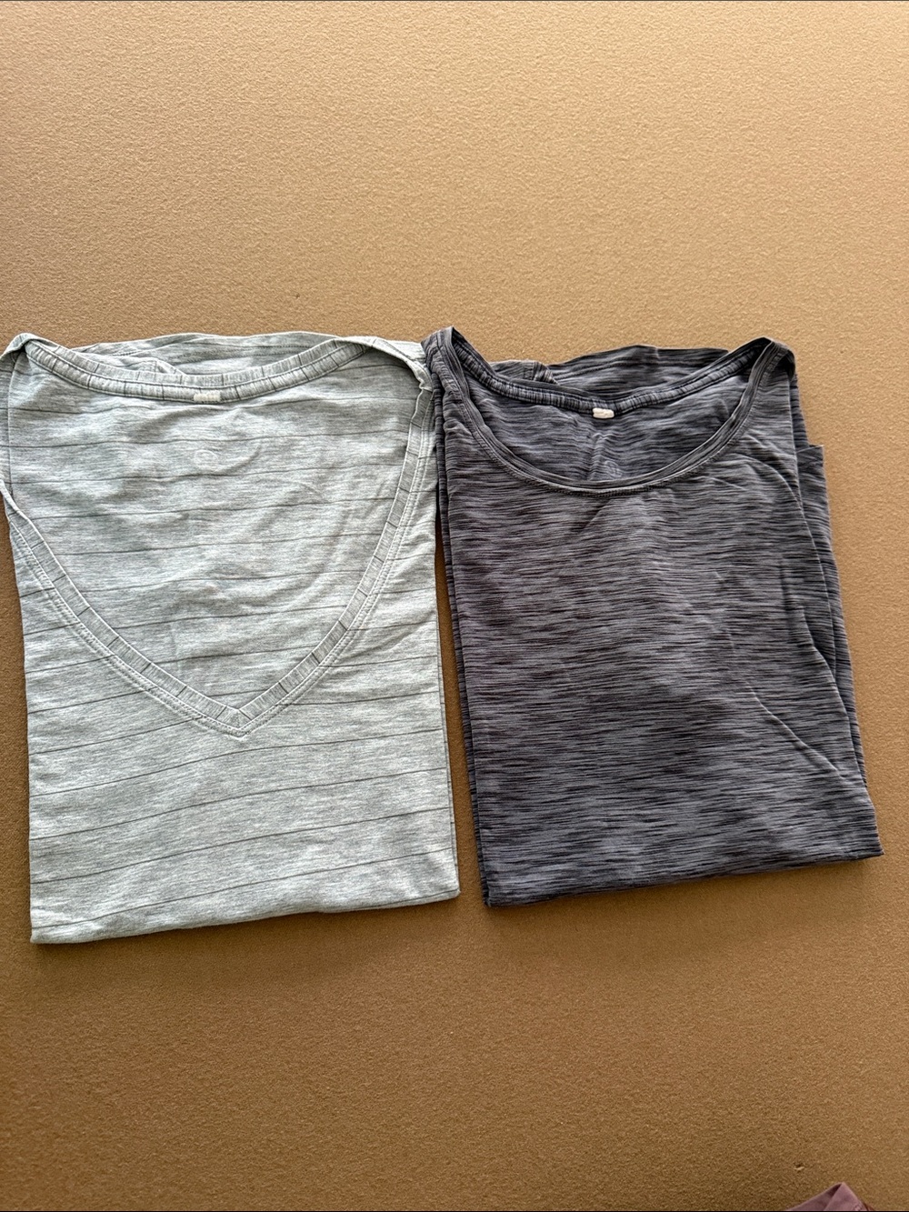Lululemon women’s Set of 2 Lightweight Knit Tees - Light Gray & Charcoal
